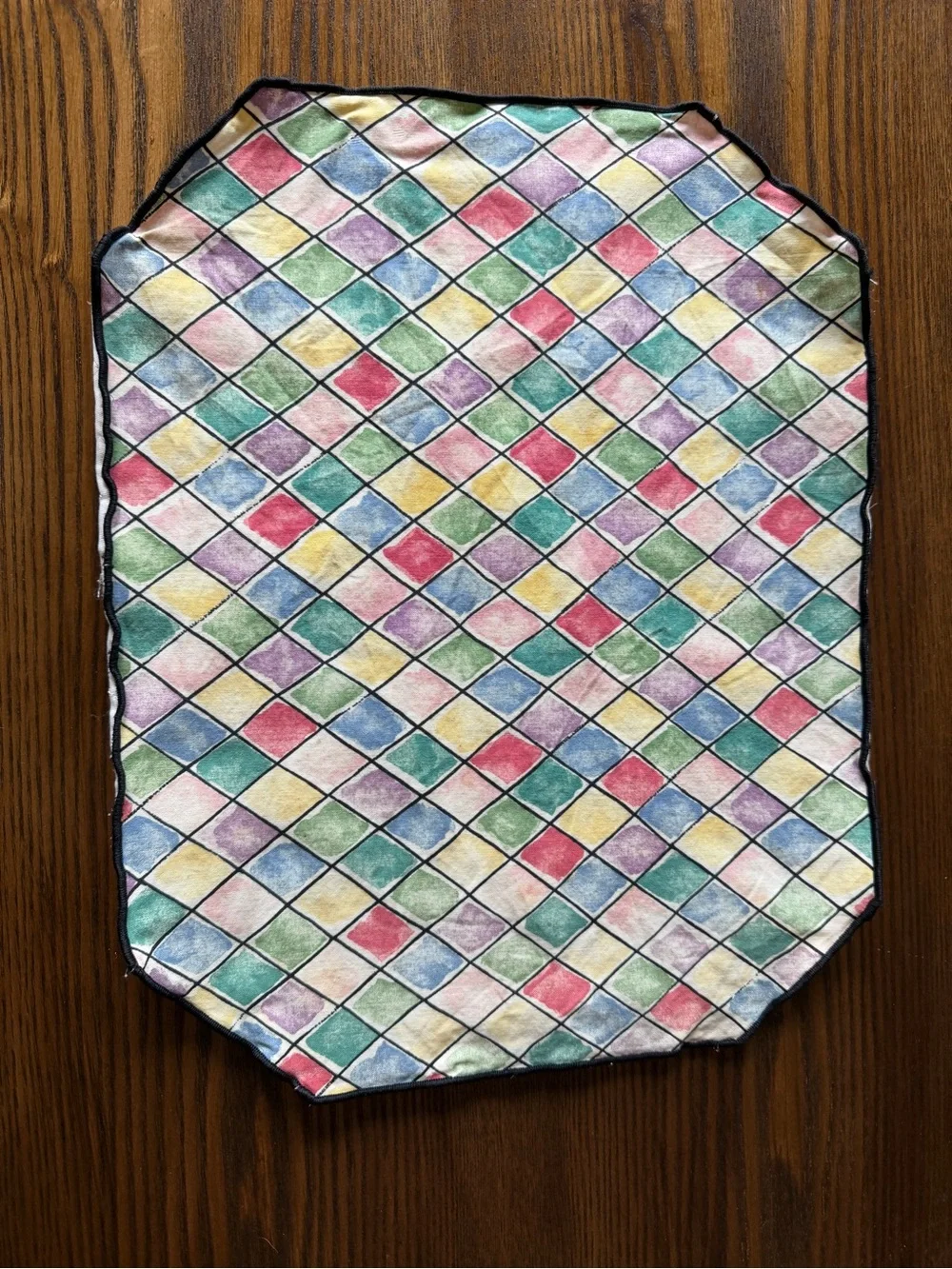 Vintage Diamond-Print Watercolor Print Quilted Placemats - Set of 4
